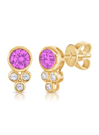 .39CT PINK SAPPHIRE AND DIAMOND STUD EARRINGS