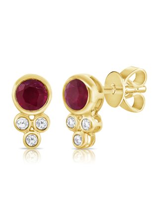 1.06CT RUBY AND DIAMOND STUD EARRINGS