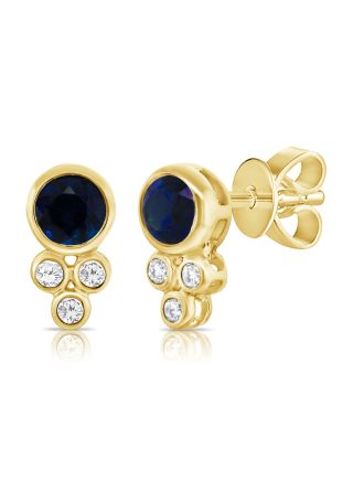 .56CT SAPPHIRE AND DIAMOND STUD EARRINGS