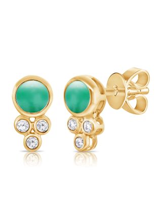 .40CT TURQUOISE AND DIAMOND STUD EARRINGS