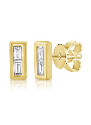 0.10CT BAGUETTE DIAMOND CHANNEL SET STUD EARRINGS
