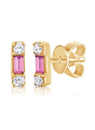 .15CT PINK SAPPHIRE AND DIAMOND STUD EARRINGS