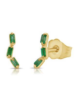 .10CT EMERALD BAR STUD EARRINGS
