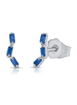 .12CT SAPPHIRE BAR STUD EARRINGS