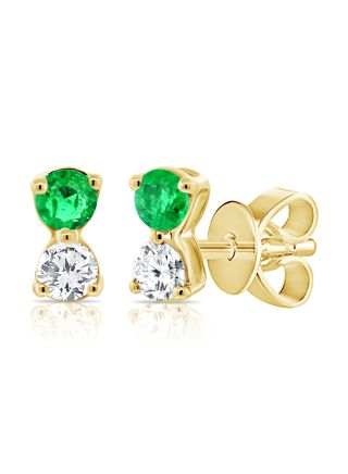 .22CT EMERALD AND DIAMOND STUD EARRINGS