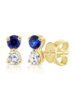 .25CT SAPPHIRE AND DIAMOND STUD EARRINGS