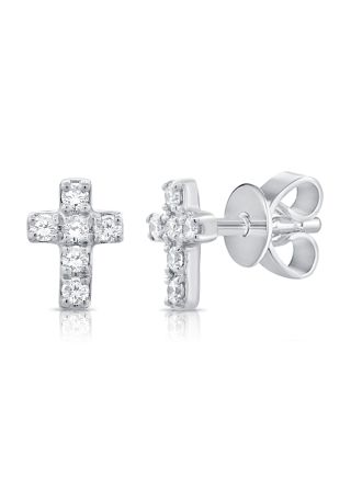 .12CT DIAMOND CROSS STUD EARRINGS