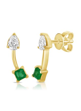 .33CT EMERALD AND DIAMOND DROP EARRINGS