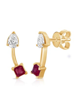 .33CT RUBY AND DIAMOND DROP EARRINGS