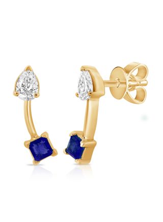.33CT SAPPHIRE AND DIAMOND DROP EARRINGS