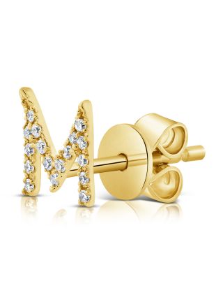 .05CT DIAMOND INITIAL M STUD EARRINGS