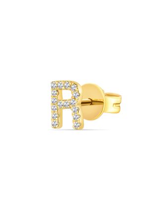 .05CT DIAMOND INITIAL R STUD EARRINGS