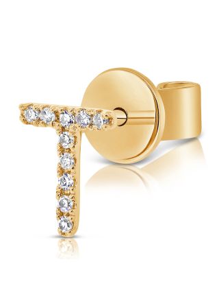 .03CT DIAMOND INITIAL T STUD EARRINGS
