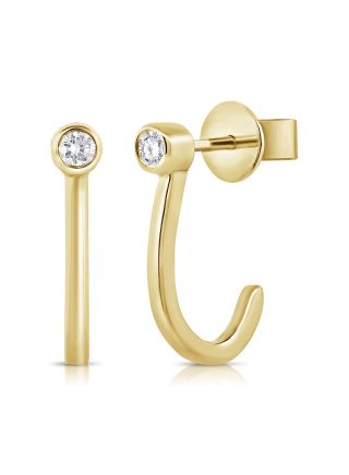 .06CT DIAMOND SOLITAIRE CAGE HUGGIE EARRINGS