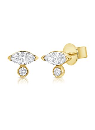 .55CT MARQUISE SHAPE AND ROUND DIAMOND STUD EARRINGS