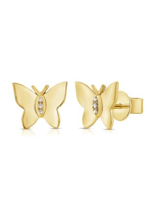 .02CT  DIAMOND BUTTERFLY STUD EARRINGS