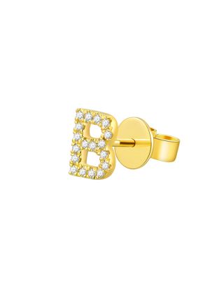 .05CT DIAMOND INITIAL B STUD EARRINGS