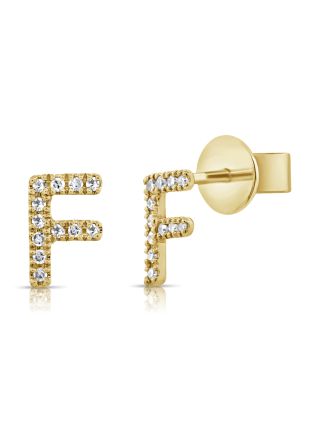 .03CT DIAMOND INITIAL F STUD EARRINGS