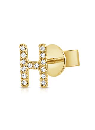.03CT DIAMOND INITIAL H STUD EARRINGS