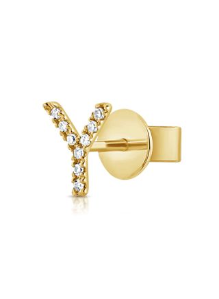 .02CT DIAMOND INITIAL Y STUD EARRINGS