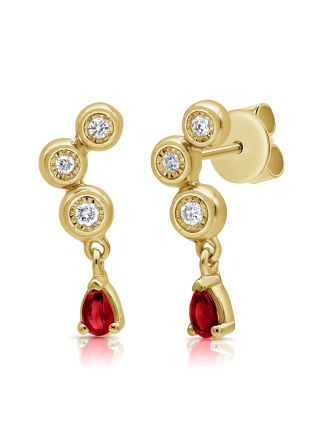 .16CT RUBY AND ROUND DIAMOND MIRACLE SETTING DROP EARRINGS