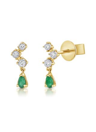 .14CT EMERALD AND DIAMOND STUD EARRINGS