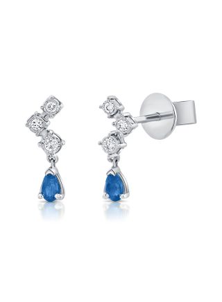 .14CT SAPPHIRE AND DIAMOND STUD EARRINGS