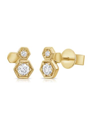 .21CT DIAMOND HEXAGON STUD EARRINGS