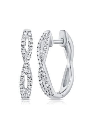 .21CT DIAMOND CROSSOVER HUGGIE EARRINGS