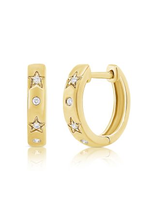 .07CT DIAMOND STAR HUGGIE EARRINGS