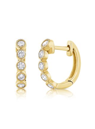 .29CT DIAMOND BEZEL SET HUGGIE EARRINGS