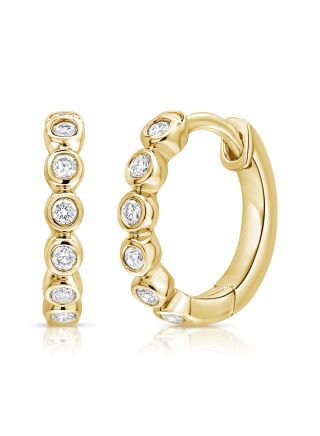 0.12CT DIAMOND BEZEL SET HUGGIE EARRINGS