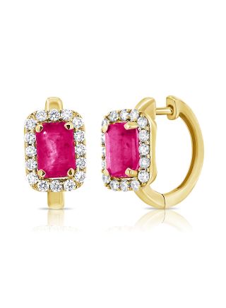 1.70CT PINK SAPPHIRE AND DIAMOND HUGGIE EARRINGS