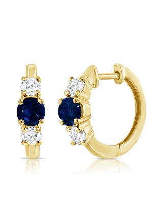 .76CT SAPPHIRE AND DIAMOND HUGGIE EARRINGS