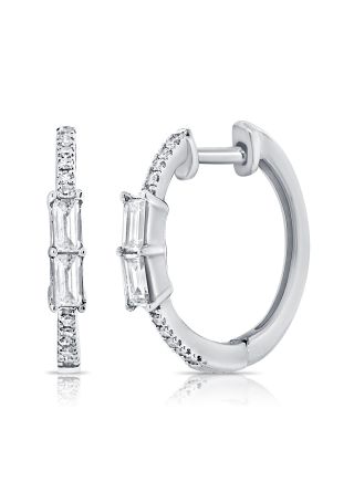 .24CT BAGUETTES AND ROUND DIAMOND HUGGIE EARRINGS