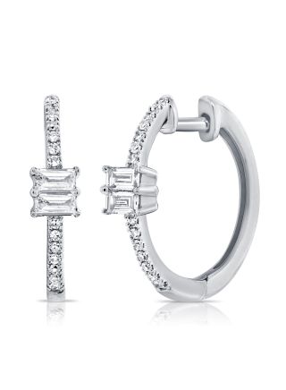 .25CT BAGUETTES AND DIAMOND HUGGIE EARRINGS