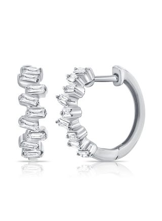 .32CT BAGUETTES AND DIAMOND HUGGIE EARRINGS