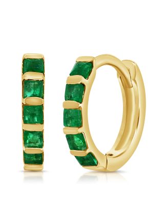 .35CT EMERALD DIAMOND HUGGIE EARRINGS