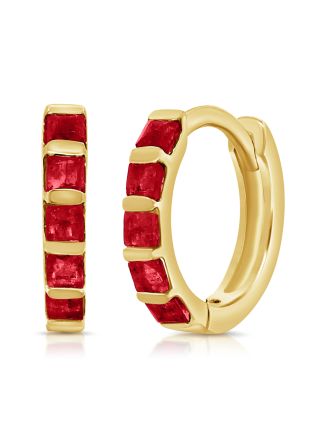 .35CT RUBY DIAMOND HUGGIE EARRINGS