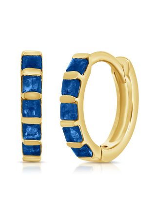 .35CT SAPPHIRE DIAMOND HUGGIE EARRINGS