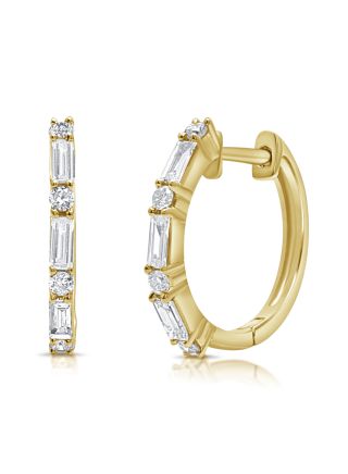 .42CT BAGUETTES AND DIAMOND HUGGIE EARRINGS