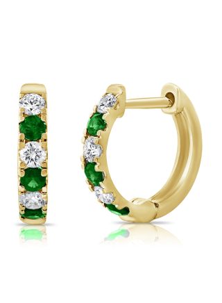 .52CT EMERALD AND DIAMOND HUGGIE EARRINGS