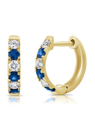 .54CT SAPPHIRE AND DIAMOND HUGGIE EARRINGS