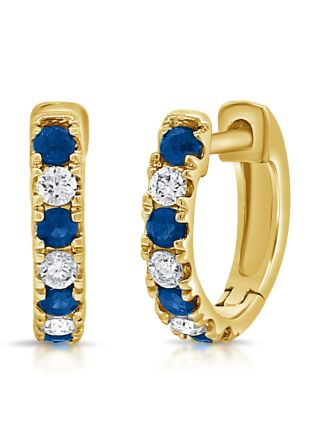 .34CT SAPPHIRE AND DIAMOND HUGGIE EARRINGS