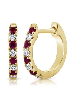 .20CT RUBY AND DIAMOND HUGGIE EARRINGS