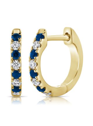 .21CT SAPPHIRE AND DIAMOND HUGGIE EARRINGS