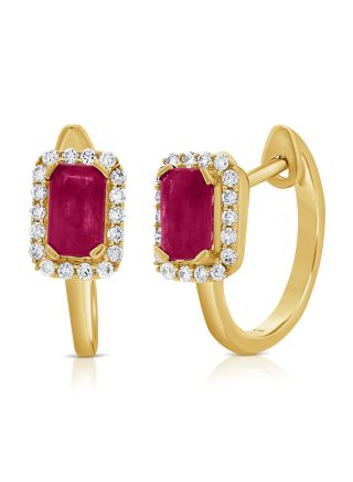 .89CT PINK SAPPHIRE AND DIAMOND HUGGIE EARRINGS
