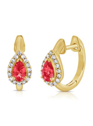 .72CT RUBY AND DIAMOND PEAR HUGGIE EARRINGS
