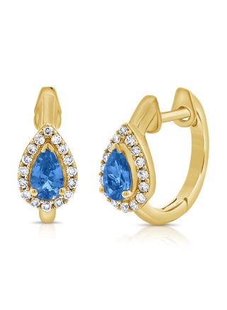 0.72CT SAPPHIRE AND DIAMOND PEAR HUGGIE EARRINGS