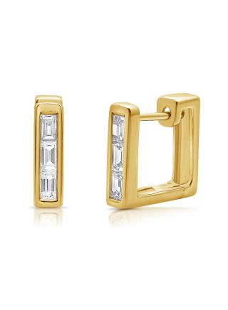 .61CT BAGUETTE DIAMOND CHANNEL SET HUGGIE EARRINGS
